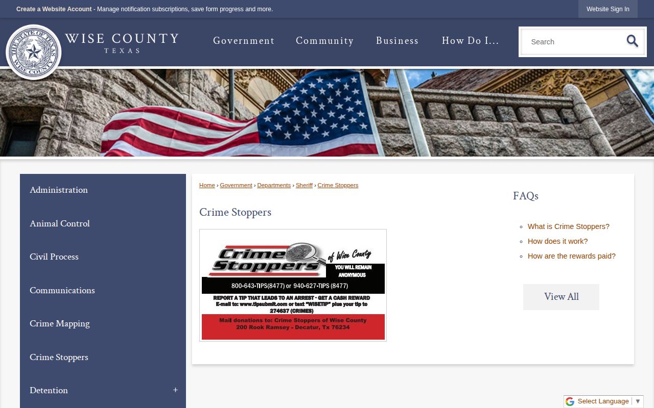 Wise County official Crime Stoppers tip route for warrant information
